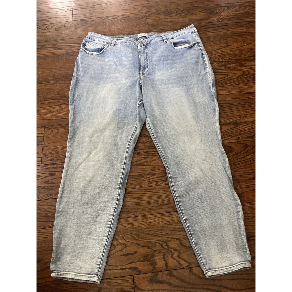 Pistola Jeans Womens 22W Plus Blue High Rise Skinny Stretch Light Wash